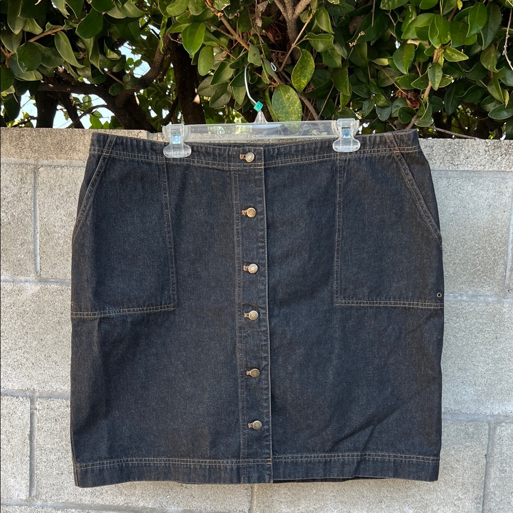 Vintage Ralph Lauren Jeans Co Black Denim Button-Front Mini Skirt with Pockets!